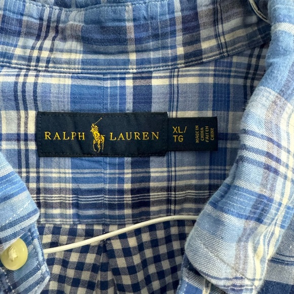 Ralph Lauren Blue Plaid Button Down XL - Picture 4 of 4